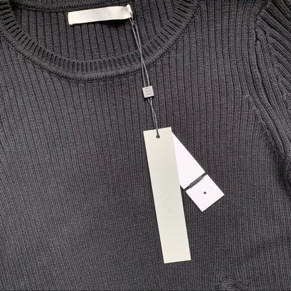 Revolve One Grey Day Robert Sweater Distressed Ribbed Knit Cotton Silk Black XS - Picture 12 of 16